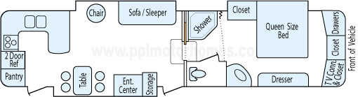 36' 2008 Forest River Sierra w/3 Slides Floorplan