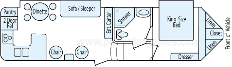 35' 2013 Forest River V-Cross Platinum Series w/2 Slides Floorplan