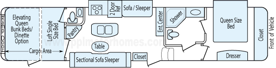 42' 2012 Keystone Raptor Velocity w/3 Slides & Generator - Toy Hauler Floorplan