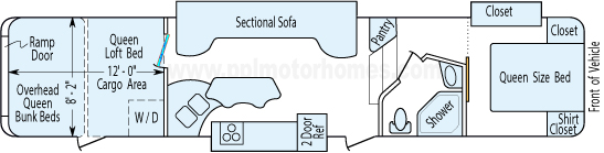 40' 2010 Keystone Raptor w/3 Slides & Generator - Toy Hauler Floorplan