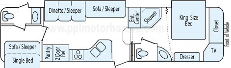 34' 2008 K-Z Durango w/3 Slides - Bunk House Floorplan