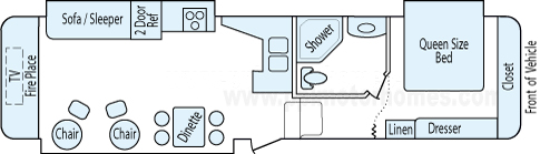 34' 2010 Heartland Sundance w/3 Slides Floorplan