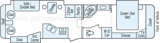 36' 2003 Carriage Carri-Lite w/3 Slides Floorplan
