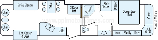 39' 2005 Newmar Mountain Aire w/3 Slides & Generator Floorplan