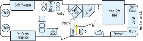 34' 2011 Heartland Bighorn w/3 Slides Floorplan