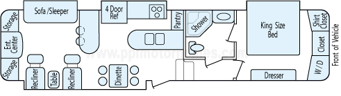 36' 2009 Keystone Challenger w/4 Slides Floorplan