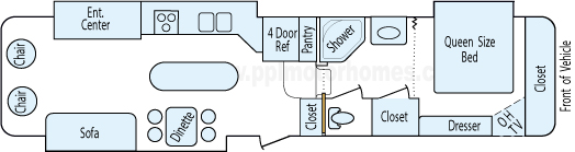 38' 2007 Holiday Rambler Presidential w/3 Slides Floorplan