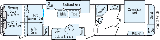42' 2012 Heartland Cyclone w/3 Slides & Generator - Toy Hauler Floorplan