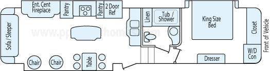 37' 2015 Heartland Oakmont w/3 Slides Floorplan