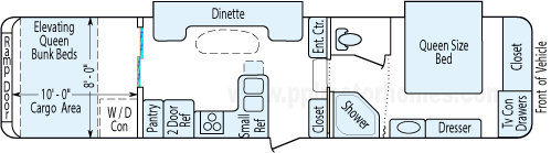 35' 2009 Keystone Fuzion w/2 Slides & Generator - Toy Hauler - Bunk House Floorplan