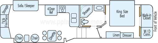 38' 2009 Heartland Big Horn w/3 Slides Floorplan