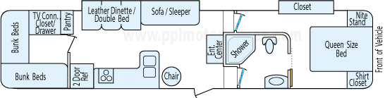 36' 2012 Keystone Cougar w/2 Slides - Bunk House Floorplan