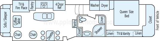 38' 2010 Drv Elite Suite w/3 Slides & Generator Floorplan