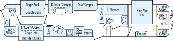 43' 2016 Forest River/Salem Hemisphere Lite w/4 Slides - Bunk House Floorplan