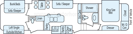 38' 2014 Keystone Montana Mountaineer w/5 Slides - Bunk House Floorplan
