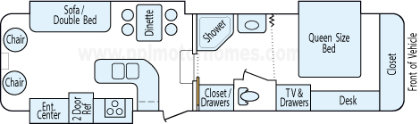 33' 2005 Crossroads RV Paradise Pointe w/3 Slides Floorplan