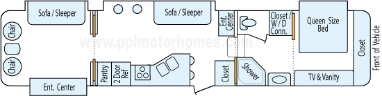 40' 2007 Pilgrim International Open Road w/4 Slides Floorplan