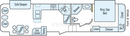 38' 2008 Heartland Bighorn w/3 Slides Floorplan
