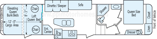 39' 2011 Keystone Fuzion w/3 Slides & Generator - Toy Hauler - Bunk House Floorplan