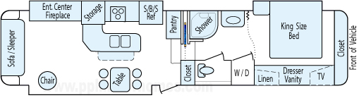 36' 2006 Doubletree RV Mobile Suites w/3 Slides Floorplan