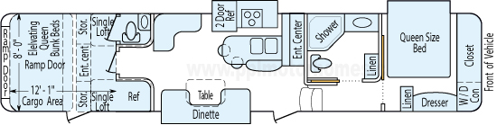 42' 2010 Heartland Cyclone w/3 Slides & Generator - Toy Hauler Floorplan
