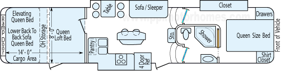 40' 2011 Heartland Cyclone w/3 Slides & Generator - Toy Hauler - Bunk House Floorplan