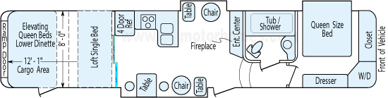 44' 2015 Heartland Road Warrior Rt w/3 Slides & Generator - Toy Hauler - Bunk House Floorplan