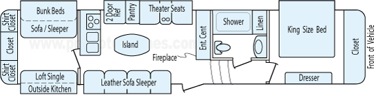 38' 2014 Forest River Sandpiper w/5 Slides - Bunk House Floorplan