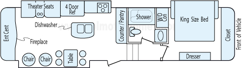 35' 2014 Evergreen Bay Hill w/3 Slides Floorplan