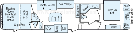 41' 2014 Keystone Raptor w/3 Slides & Generator - Toy Hauler - Bunk House Floorplan