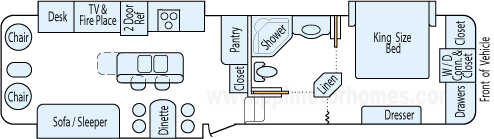36' 2011 Forest River Cedar Creek w/3 Slides Floorplan