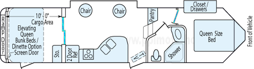 36' 2011 Forest River Xlr Lite w/2 Slides & Generator - Toy Hauler - Bunk House Floorplan