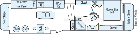 39' 2013 Thor Redwood w/3 Slides & Generator Floorplan