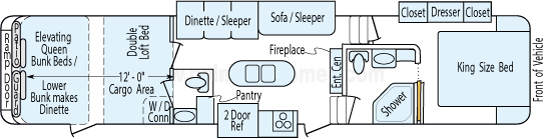42' 2015 Cherokee/Forest River Vengeance w/3 Slides & Generator - Toy Hauler Floorplan