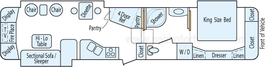 39' 2008 K-Z Escalade w/3 Slides Floorplan