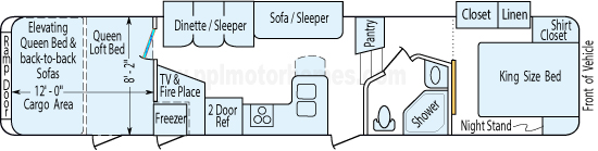 40' 2009 Keystone Raptor w/2 Slides & Generator - Toy Hauler - Bunk House Floorplan