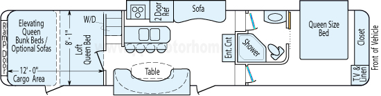 43' 2009 K-Z Inferno w/3 Slides & Generator - Toy Hauler Floorplan