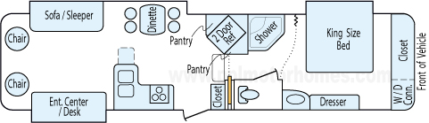 34' 2011 Heartland Bighorn w/3 Slides & Generator Floorplan