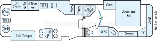 38' 2005 Holiday Rambler Presidential w/3 Slides Floorplan