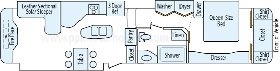39' 2015 Doubletree Mobile Suites w/4 Slides & Generator Floorplan