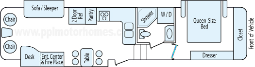 37' 2012 Nu-Wa Snowbird w/3 Slides Floorplan