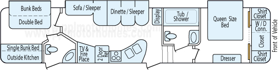 40' 2012 Dutchmen Komfort w/3 Slides - Bunk House Floorplan