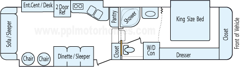 35' 2004 Doubletree Mobile Suites w/3 Slides Floorplan