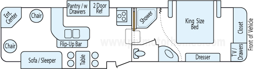 36' 2008 Dutchmen Denali w/3 Slides Floorplan