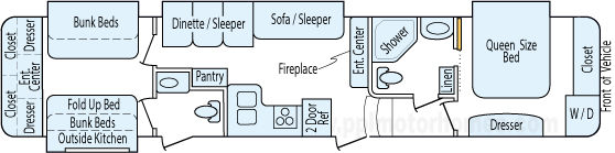 41' 2013 Heartland Bighorn Silverado w/4 Slides - Bunk House Floorplan