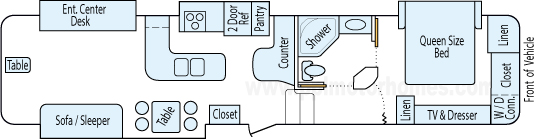 38' 2009 Heartland Bighorn w/4 Slides Floorplan