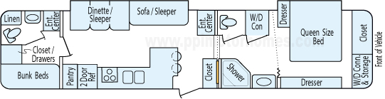 38' 2005 Pilgrim International Open Road w/2 Slides - Bunk House Floorplan
