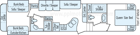 38' 2014 Keystone Sprinter w/3 Slides - Bunk House Floorplan