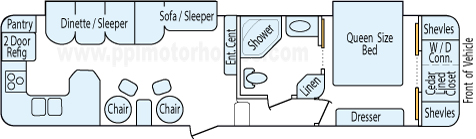 34' 2012 Dutchmen Komfort w/2 Slides Floorplan