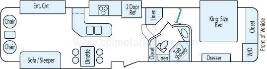 38' 2010 Crossroads Kingston w/4 Slides Floorplan